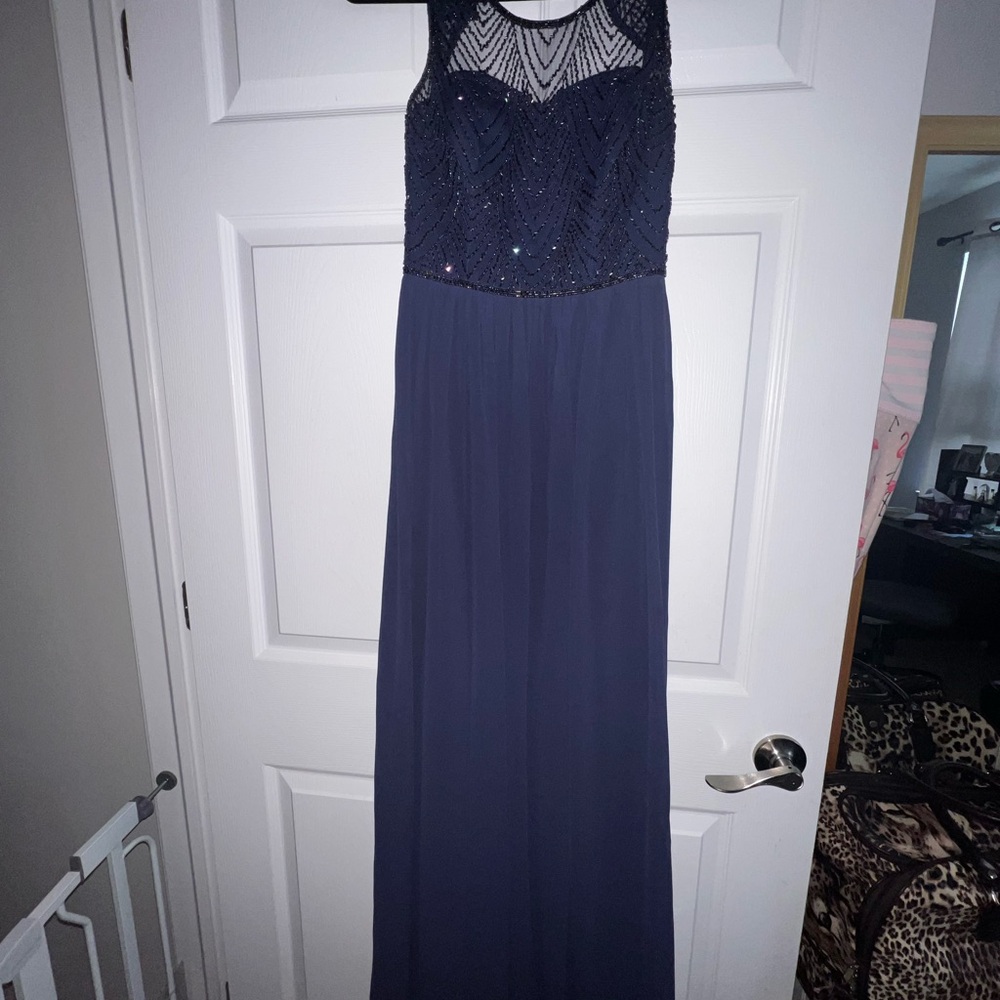 Navy David’s Bridal Bridesmaids Dress